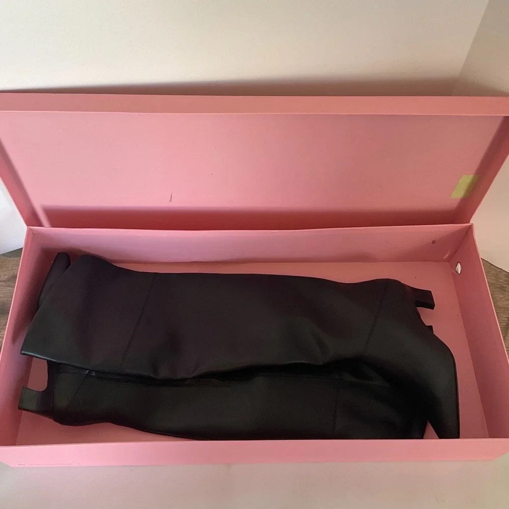 New Intentionally Blank x Anthropologie DELUCA 7 Black Soft‎ Leather Over Knee